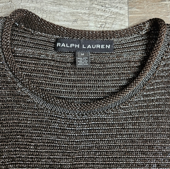 Ralph Lauren Black Label Women's Medium  Metallic Ribbed Knit Sparkly - Picture 2 of 9